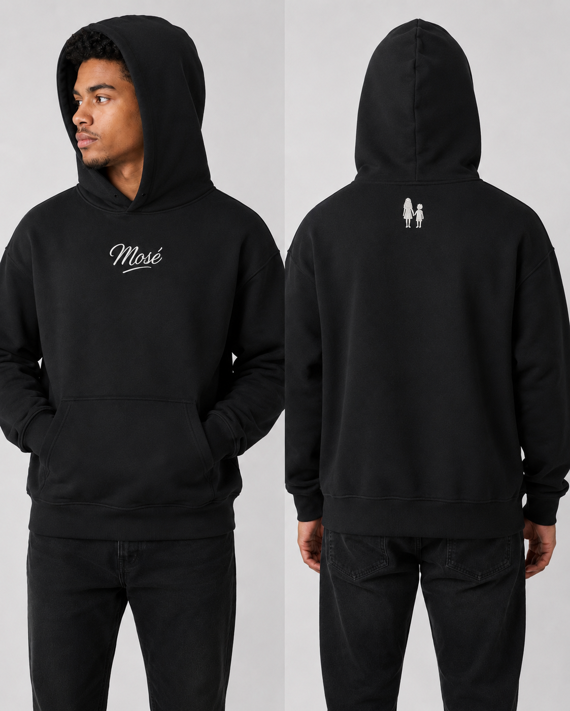 Mose Scripted Hoodie Black & Slate
