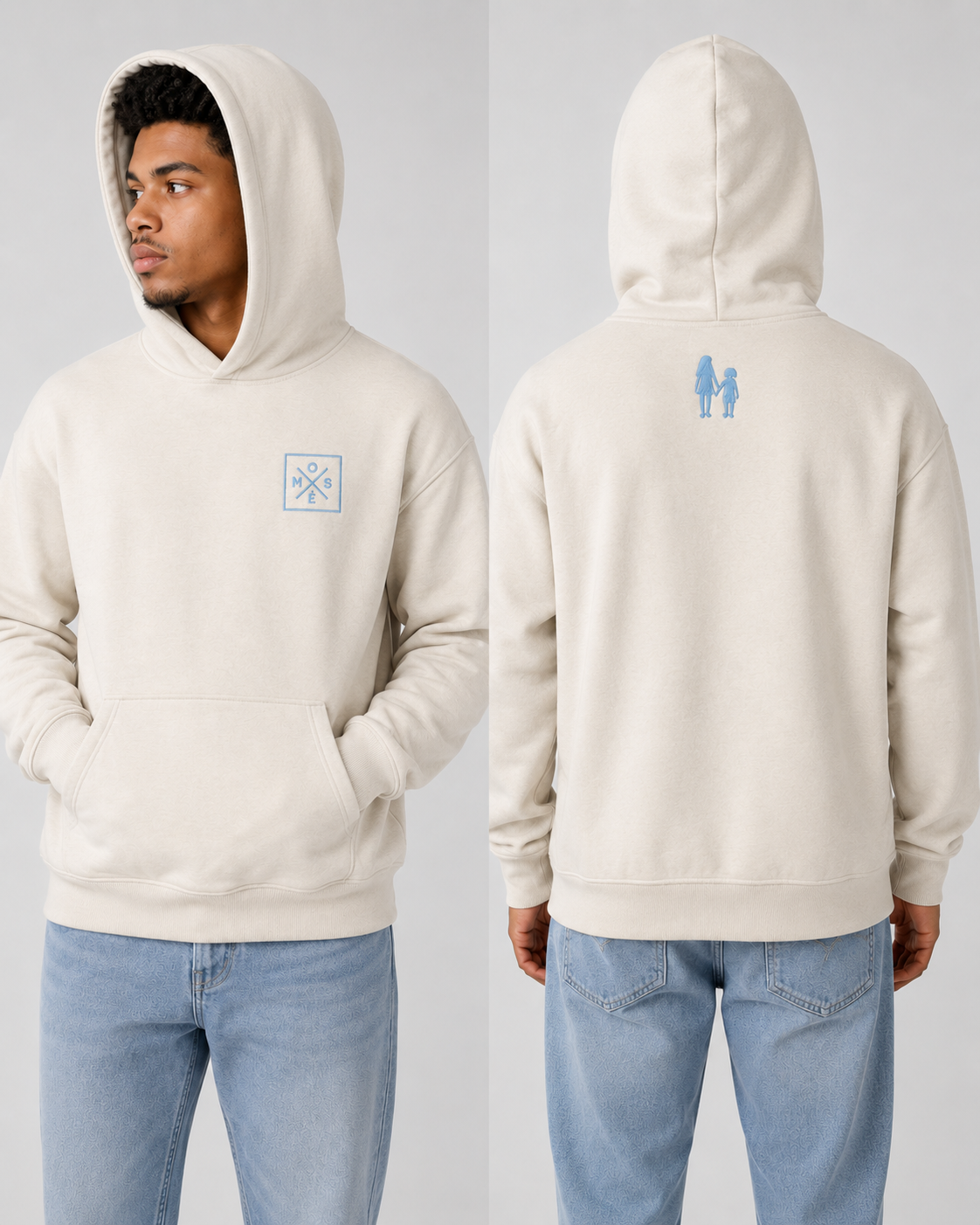 MO x SÉ Hoodie Sand & Baby Blue